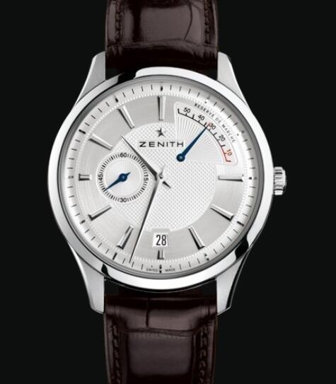 Replica Watch Zenith Captain Power Reserve Zenith Watch Captain 03.2120.685.02.C498 Steel - Silver-colored Dial - Brown Strap