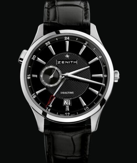 Replica Watch Zenith Captain Dual Time Zenith Watch Captain 03.2130.682.22.C493 Steel - Black Dial