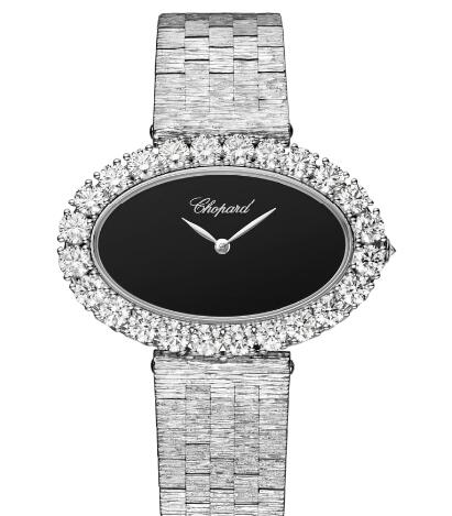 Chopard Replica Watch L'HEURE DU DIAMANT OVAL MEDIUM OVAL QUARTZ WHITE GOLD DIAMONDS 10A376-1008