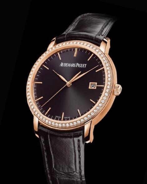 Replica Audemars Piguet Watch Jules Audemars Automatique 15171OR.ZZ.A002CR.01 Pink Gold - Diamonds - Black Dial