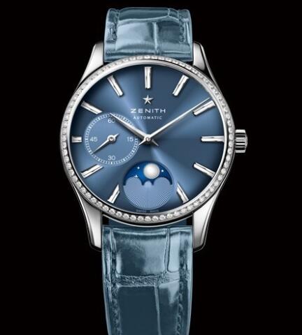 Zenith Watch for Women Replica Watch Zenith Elite Ultra Thin Lady Moonphase Héritage 16.2310.692/51.C705 Steel - Diamonds - Alliagtor Strap Zenith Watch for Women Replica Watch Zenith Elite Ultra Thin Lady Moonphase Héritage 16.2310.692/51.C705 Steel - Diamonds - Alliagtor Strap
