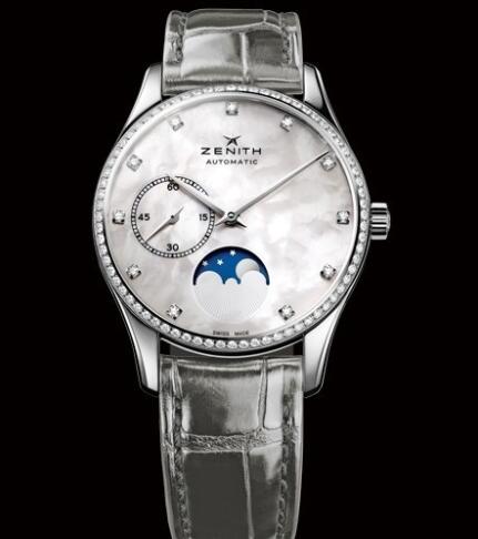 Zenith Watch for Women Replica Watch Zenith Elite Ultra Thin Lady Moonphase Héritage 16.2310.692/81.C706 Steel - Diamonds - Mother-of-Pearl - Alligator Strap Zenith Watch for Women Replica Watch Zenith Elite Ultra Thin Lady Moonphase Héritage 16.2310.692/81.C706 Steel - Diamonds - Mother-of-Pearl - Alligator Strap