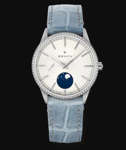 Zenith ELITE MOONPHASE 36mm steel diamonds with silver dial Replica Watch 16.3200.692/01.C832 Zenith ELITE MOONPHASE 36mm steel diamonds with silver dial Replica Watch 16.3200.692/01.C832