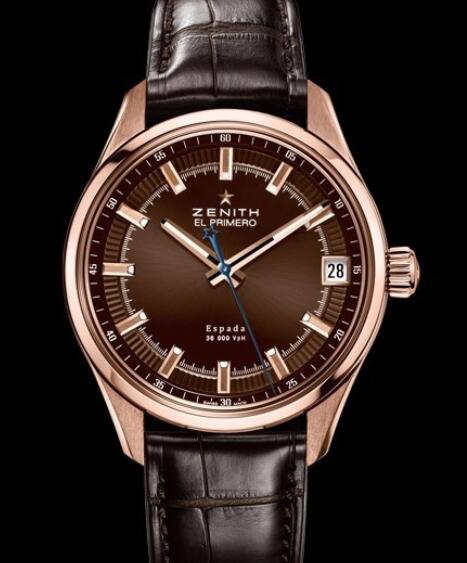 Replica Watch Zenith El Primero Espada 18.2170.4650/75.C713 Rose Gold - Brown Dial - Alligator Strap