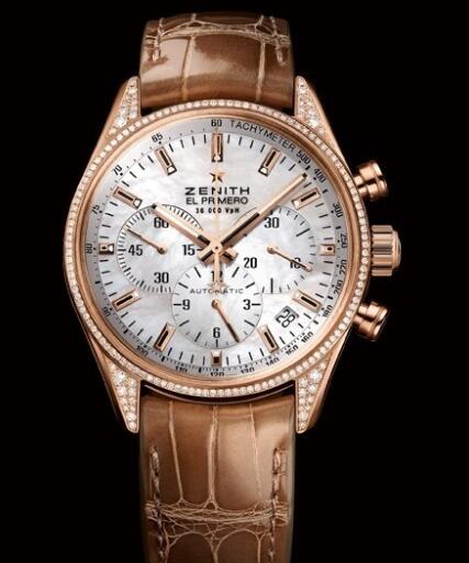 Zenith Watch for Women Replica Watch Zenith El Primero 36'000 VPH 38mm Lady 22.2150.400/82.C709 Pink Gold - Diamonds - Mother-of-Pearl Dial - Brown Alligator Strap Zenith Watch for Women Replica Watch Zenith El Primero 36'000 VPH 38mm Lady 22.2150.400/82.C709 Pink Gold - Diamonds - Mother-of-Pearl Dial - Brown Alligator Strap