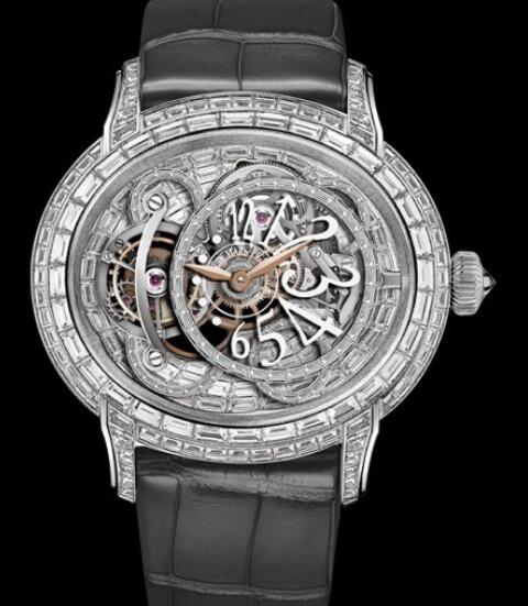 Replica Watch Audemars Piguet Tourbillon Millenary 26381BC.ZZ.D113CR.01 White Gold Paved by Diamonds - Grey Alligator Strap