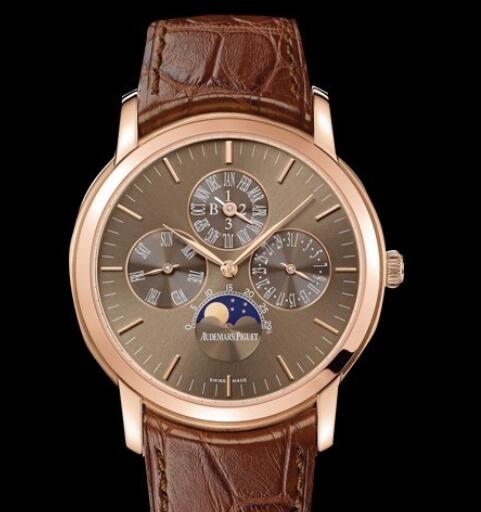 Replica Watch Audemars Piguet Quantième Perpétuel Jules Audemars 26390OR.OO.D093CR.01 Pink Gold - Brown Dial