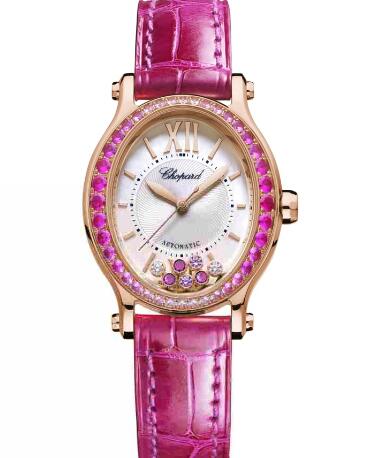 Chopard Happy Sport Oval Watch Cheap Price 31 X 29 MM AUTOMATIC ROSE GOLD DIAMONDS PINK SAPPHIRES 275362-5003
