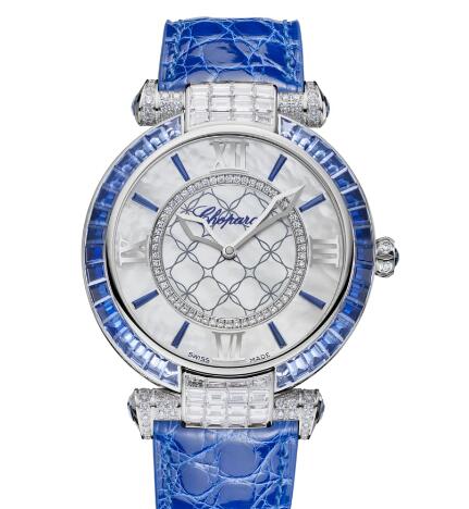 Chopard Imperiale Joaillerie Watches for sale Review Replica 40 MM AUTOMATIC WHITE GOLD IAMONDS SAPPHIRES 384239-1013