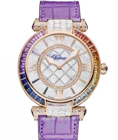 Chopard Imperiale Joaillerie Rainbow Watches for sale Review Replica 40 MM AUTOMATIC ROSE GOLD DIAMONDS COLORED SAPPHIRES 384239-5009