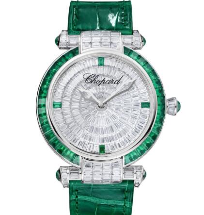 Chopard Imperiale Joaillerie Watches for sale Review Replica 40 MM AUTOMATIC WHITE GOLD DIAMONDS EMERALDS 384240-1004