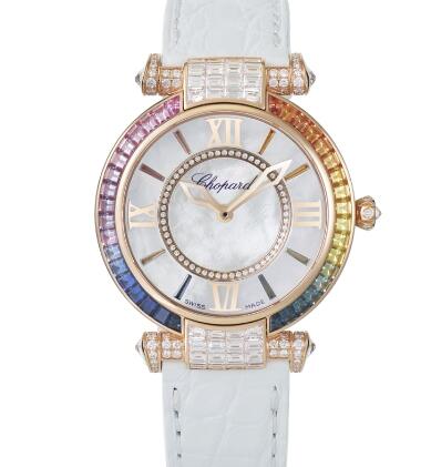 Chopard Imperiale Joaillerie Rainbow Watches for sale Review Replica 36 MM AUTOMATIC ROSE GOLD DIAMONDS COLORED SAPPHIRES 384242-5021 Chopard Imperiale Joaillerie Rainbow Watches for sale Review Replica 36 MM AUTOMATIC ROSE GOLD DIAMONDS COLORED SAPPHIRES 384242-5021