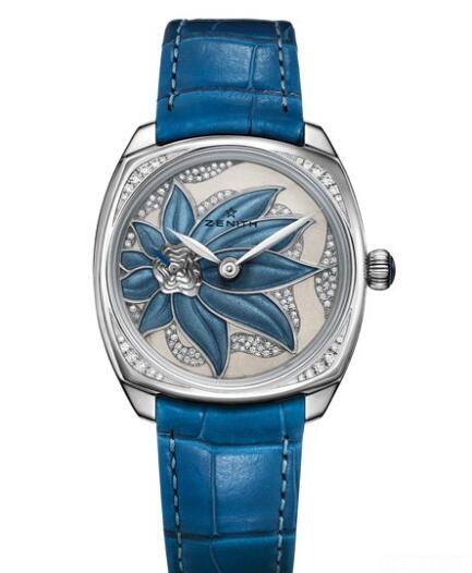 Zenith Watch for Women Replica Watch Zenith Star 33 mm 45.1972.681/36.C757 White Gold - Diamonds - Blue Enamel Dial - Alligator Strap Zenith Watch for Women Replica Watch Zenith Star 33 mm 45.1972.681/36.C757 White Gold - Diamonds - Blue Enamel Dial - Alligator Strap