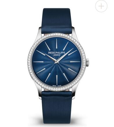 Cheapest Patek Philippe Calatrava Watches Prcies Replica Calatrava Diamond Blue Dial Ladies' watch 4897G-001