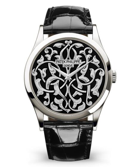 Cheapest Patek Philippe Calatrava Watches Prcies Replica Swiss Movement Calatrava Engraved Black Dial Platinum 5088/100P-001