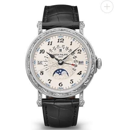 Cheapest Patek Philippe Watch Price Replica Grand Complications Engraved Perpetual Calendar 5160/500G-001