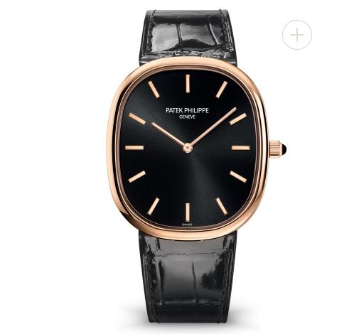 Cheapest Patek Philippe Golden Ellipse Price Black Dial Rose Gold Replica Watch 5738R-001