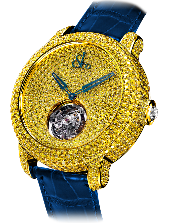 Jacob & Co. Caviar Tourbillon Pave Yellow Diamonds Watch CV201.50.RY.RY.A Jacob and Co Replica Watch