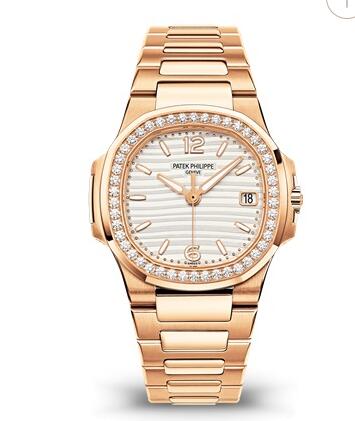 Patek Philippe Nautilus Watches Cheap Prices for Sale Replica Date & Silvery Opaline Dial Full Rose Gold 7010/1R-011