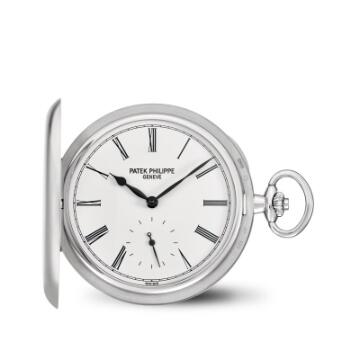 Vintage Patek Philippe Watches for Sale Cheap Price Replica White Gold Hunter Case Pocket Watch Black Numerals 980G-001