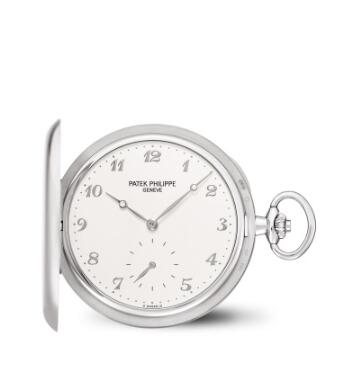 Vintage Patek Philippe Watches for Sale Cheap Price Replica White Gold Hunter Case Pocket Watch Silver Numerals 980G-010