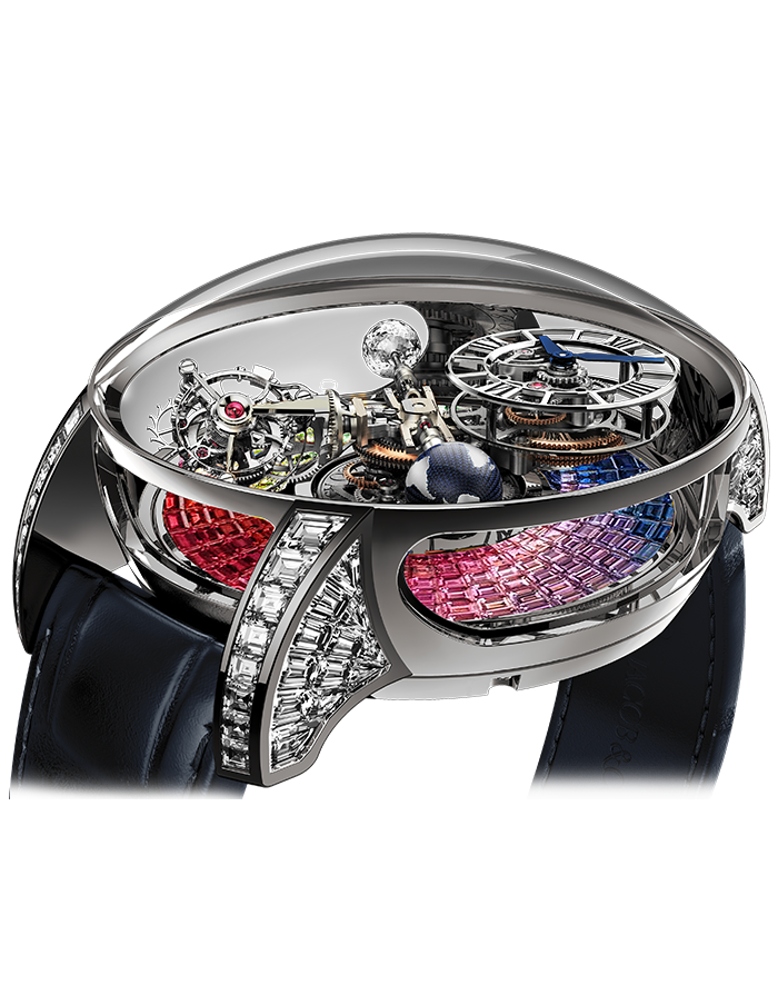 Jacob & Co. Astronomia Tourbillon Baguette Rainbow Sapphires Watch Replica AT800.40.BD.UD.A Jacob and Co Watch Price