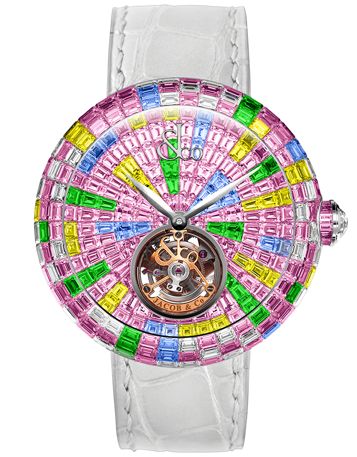 Jacob & Co. Brilliant Flying Tourbillon Multicolor Pink Watch BT543.30.HX.UE.B Jacob and Co Replica Watch