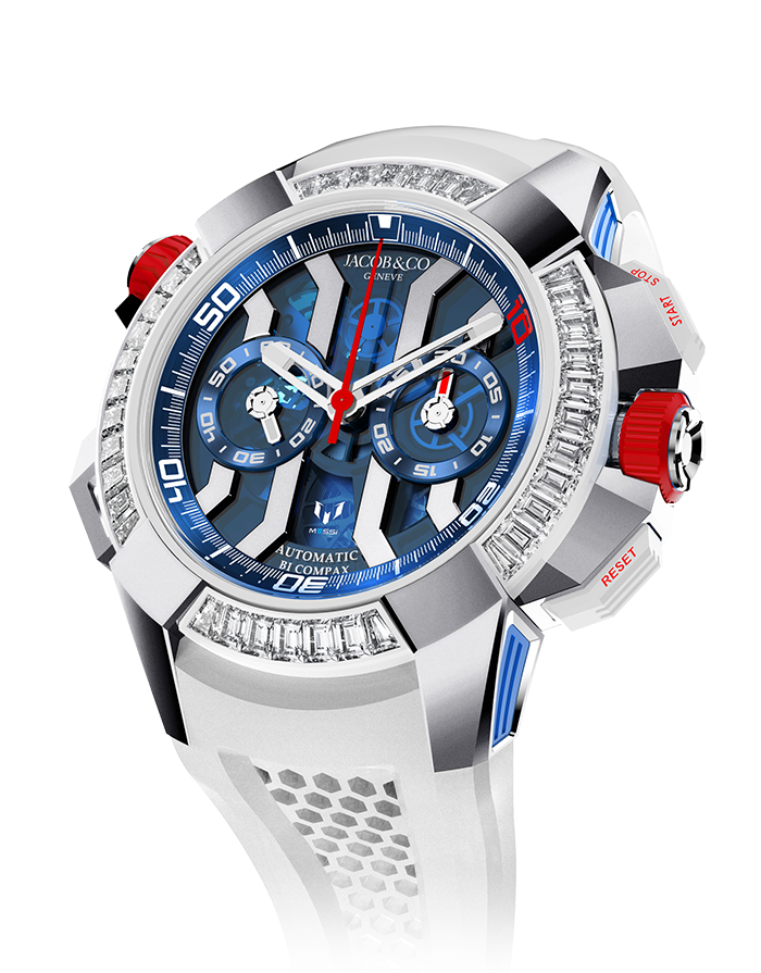 Jacob & Co. Epic X Chrono Messi White Gold, Titanium And Baguette Watch Replica EC423.32.OE.LL.J Jacob and Co Watch Price Jacob & Co. Epic X Chrono Messi White Gold, Titanium And Baguette Watch Replica EC423.32.OE.LL.J Jacob and Co Watch Price