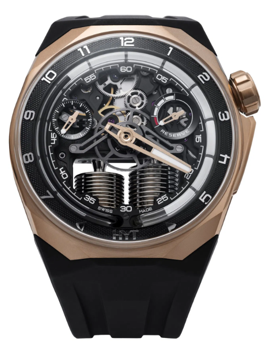 [تصویر:  HYT%20S1%205N%20Gold%20Titanium%20watch%20H03473-A.jpg]